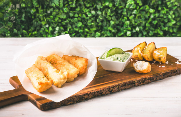 “Fish and chips” de bacalao 