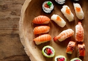 Sushi and nigiri on plate